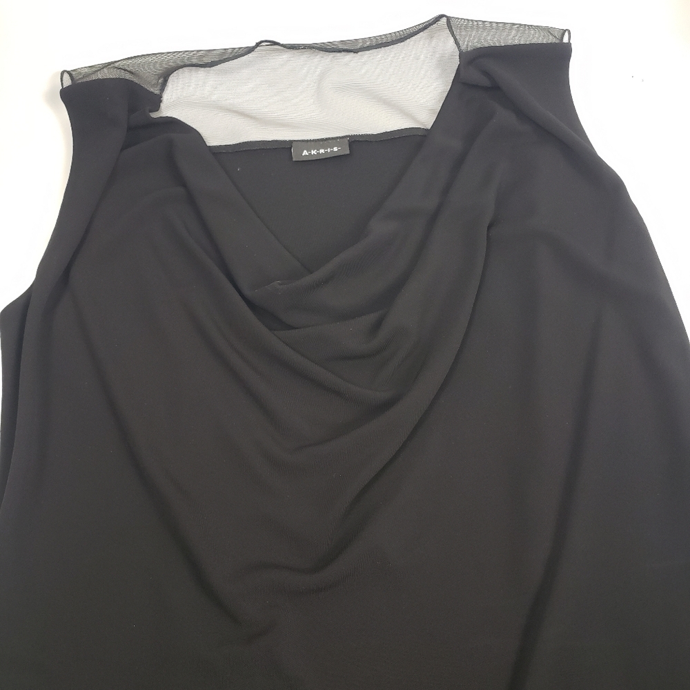 Akris Black Cowl Neck Sheer Pullover Basic Sleeve… - image 6